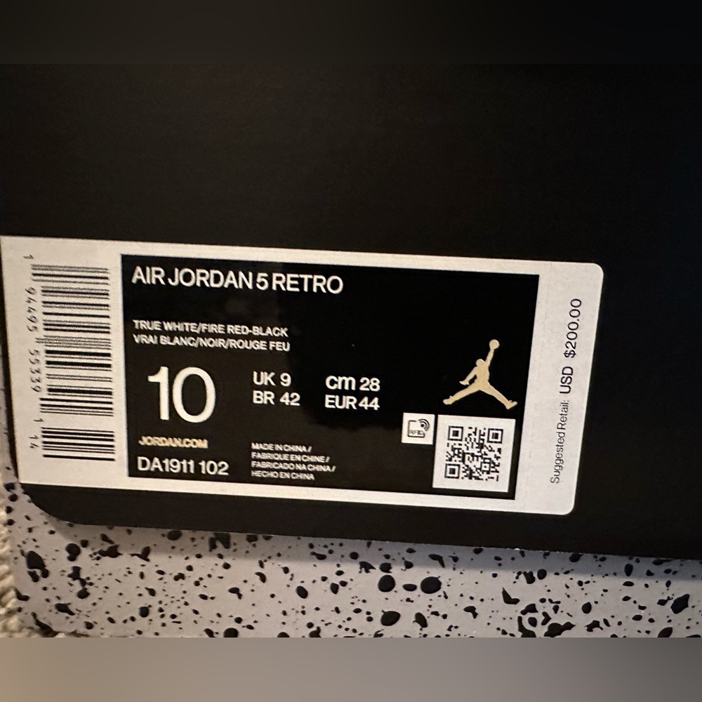 Men Air Jordan 5 Retro. 2020. True White/Fire Red-Black. New in Box. Size 10 - Picture 3 of 10